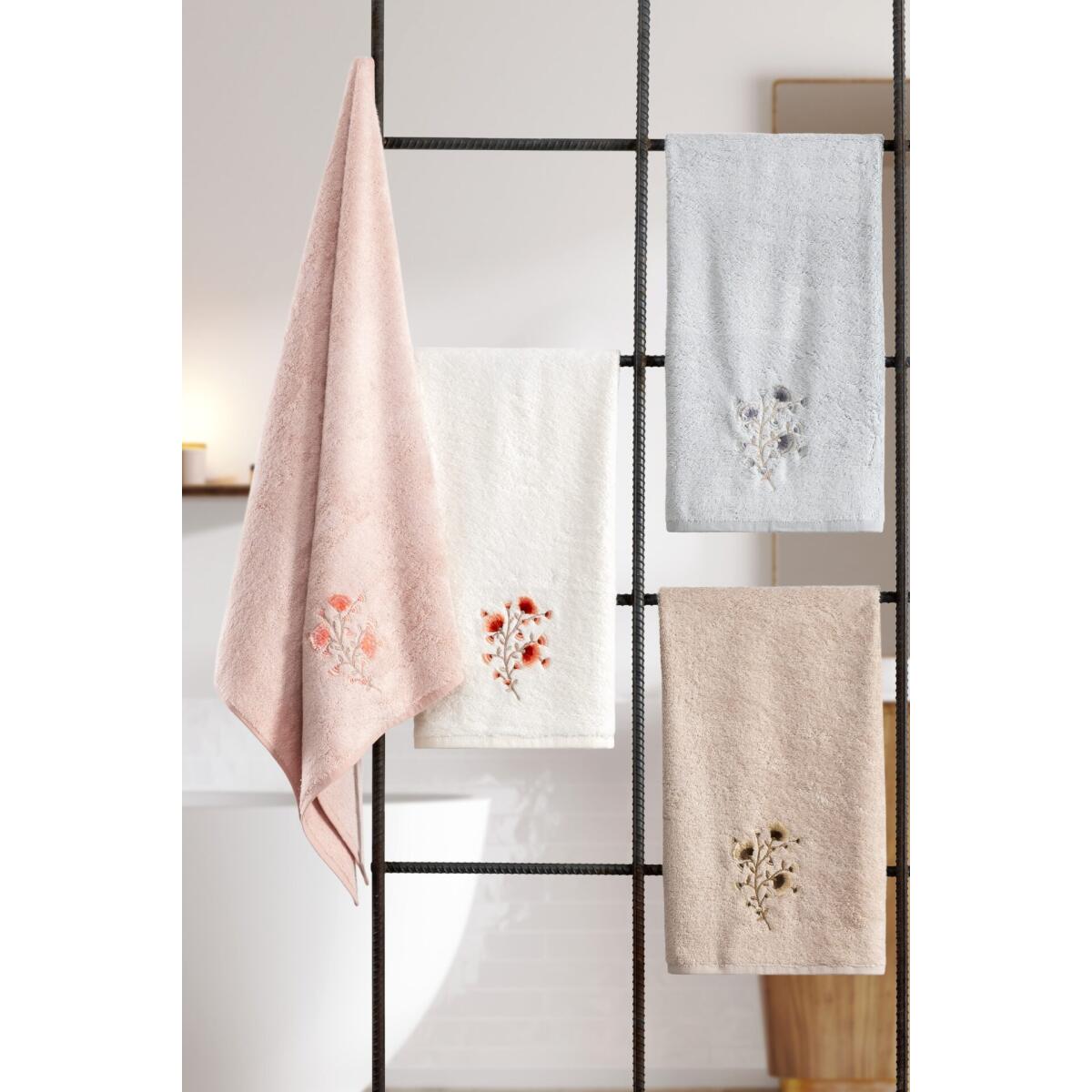 Tivoli Lisette - Комплект от 2 бамбукови кърпи за баня - Меки и бродирани - Комплект от 2 зестри