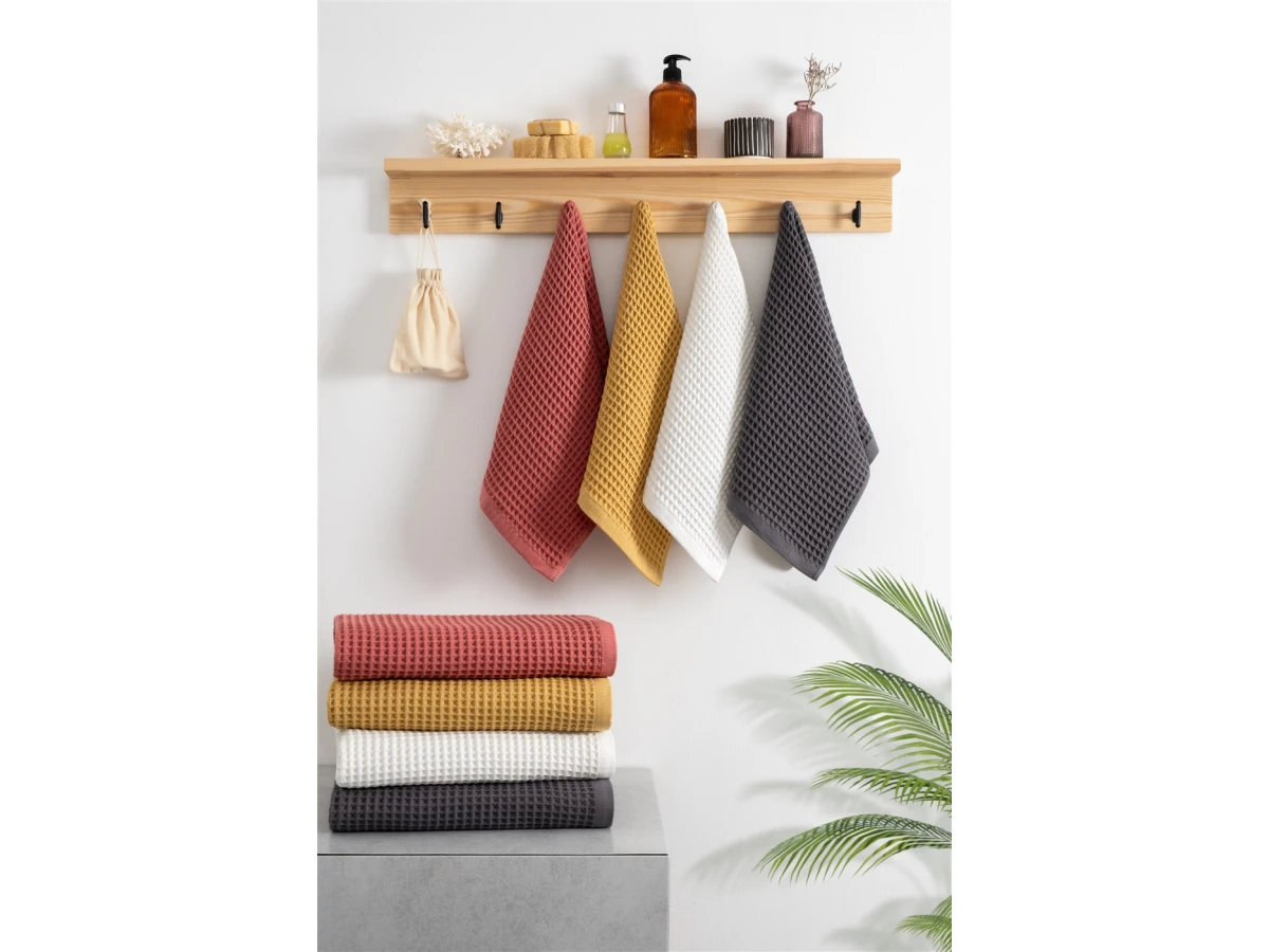 Комплект от 2 кърпи за баня с вафлена преплетеност - 100% памучна кърпа Gofre