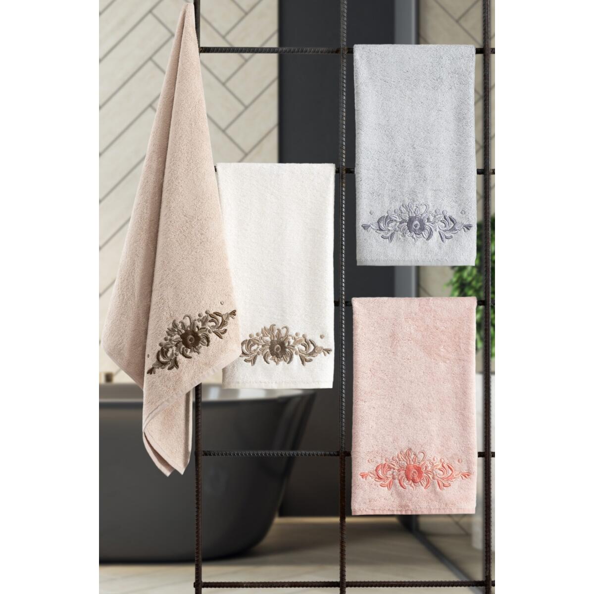 Tivoli Elise - Комплект от 2 бродирани кърпи за баня - Бамбук и мека кожа - Комплект от 2 зестри