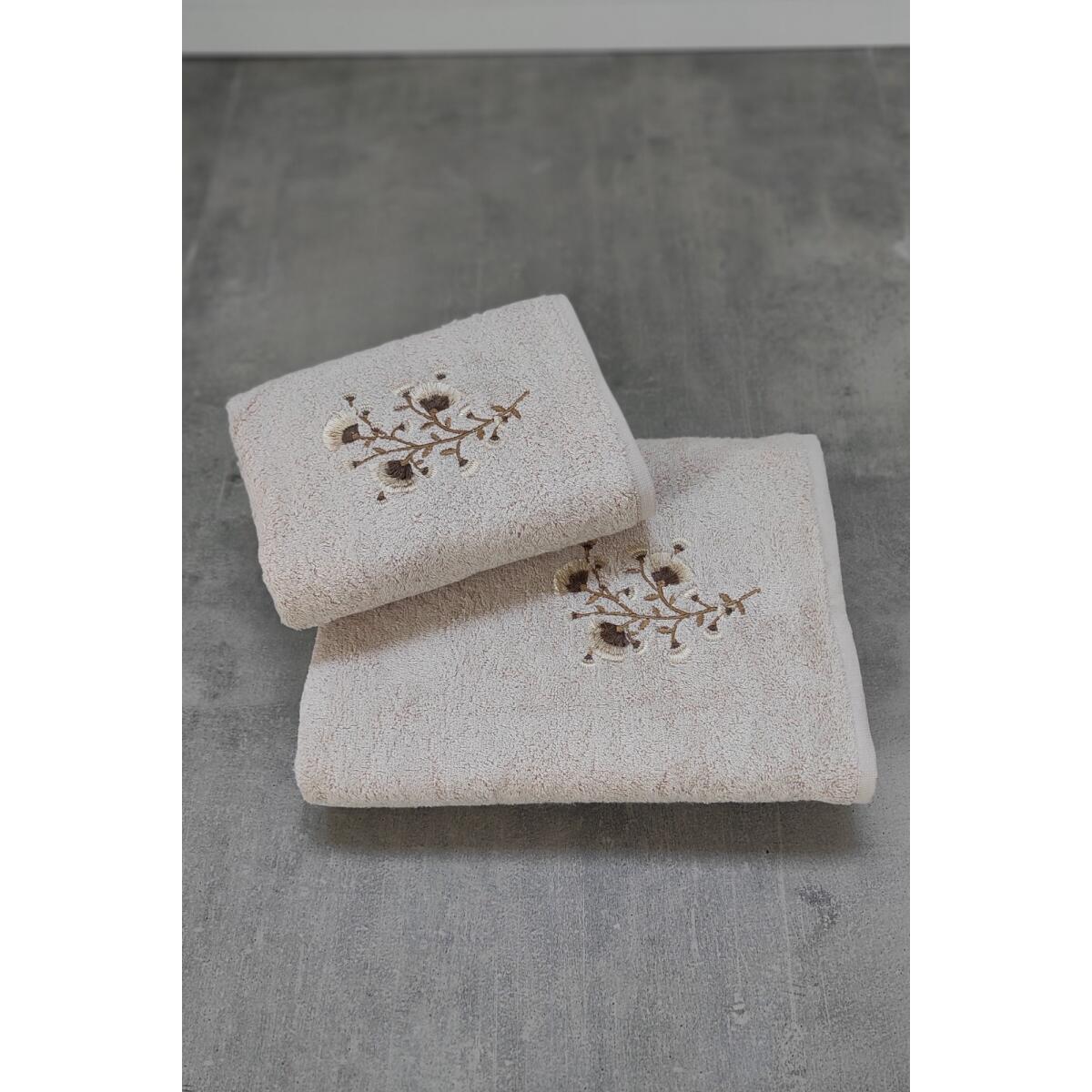 Tivoli Lisette - Комплект от 2 бамбукови кърпи за баня - Меки и бродирани - Комплект от 2 зестри