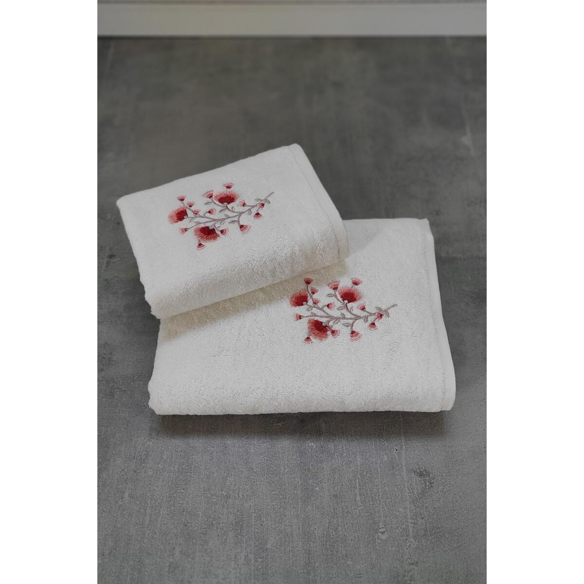 Tivoli Lisette - Комплект от 2 бамбукови кърпи за баня - Меки и бродирани - Комплект от 2 зестри