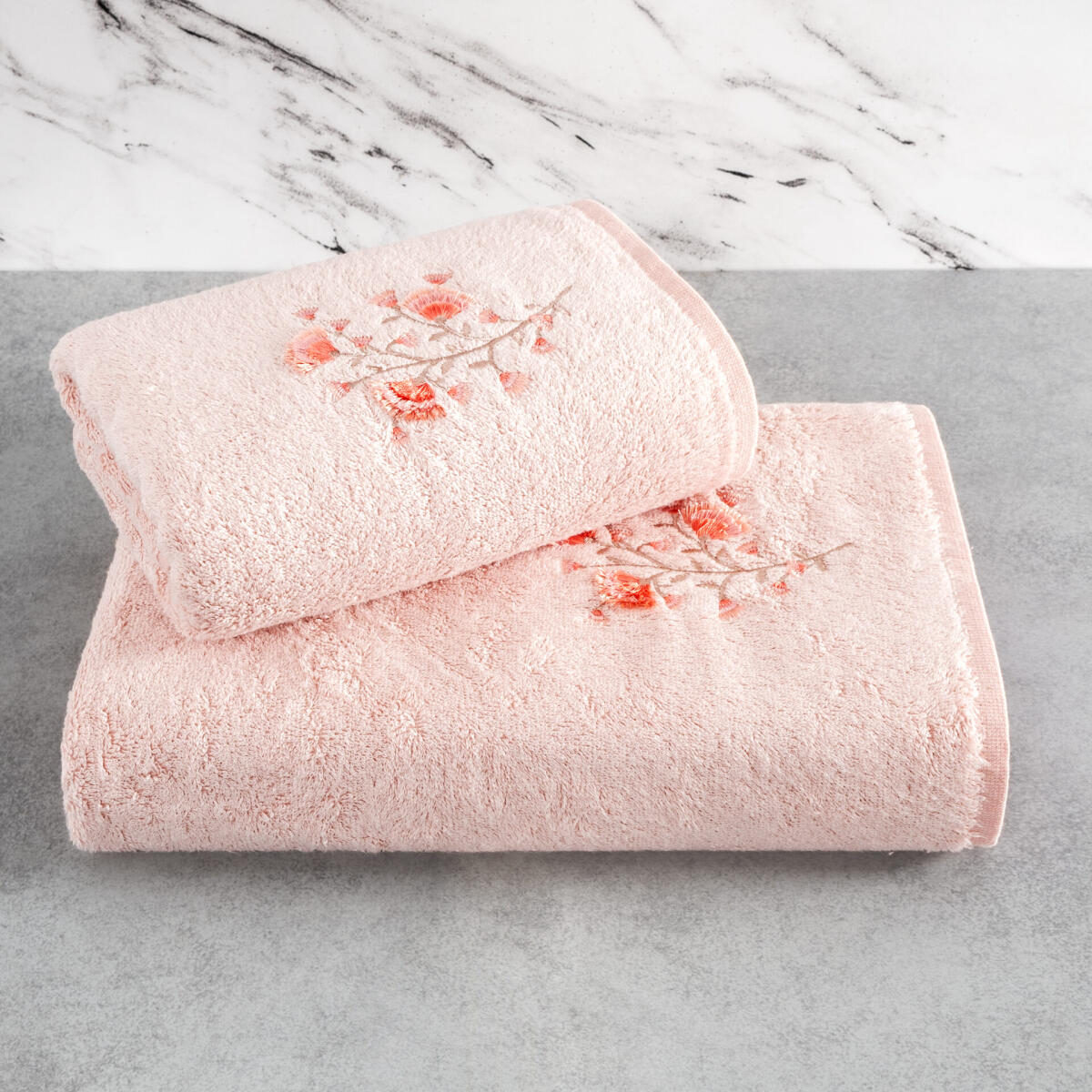 Tivoli Lisette - Комплект от 2 бамбукови кърпи за баня - Меки и бродирани - Комплект от 2 зестри