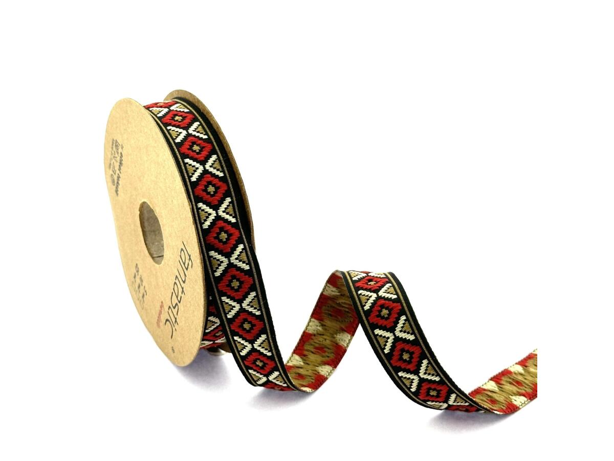 Декоративен ширит с цветни мотиви W-16914 Жакардова панделка